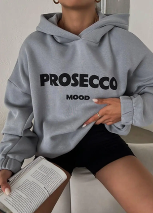 Батник женский худи prosecco трехнитка на флисе 42-46 oversize...