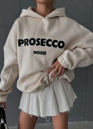 Батник женский худи prosecco трехнитка на флисе 42-46 oversize...