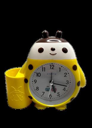 Годинник-будильник "Сонечко" з підставкою-стаканом 15 см 4 кол...