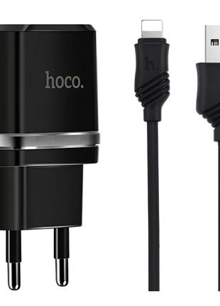 СЗУ и кабель Lightning Hoco - C12 Smart 2 USB 2.4A — Black