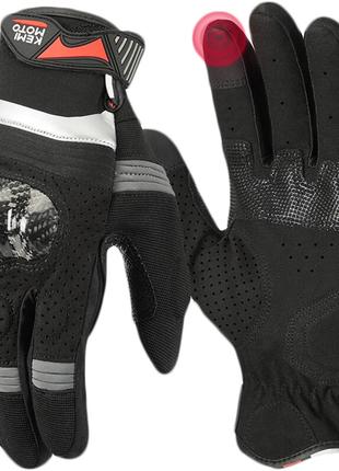 Мото перчатки KEMiMOTO GLVS - 30 Черные/Серебро XL