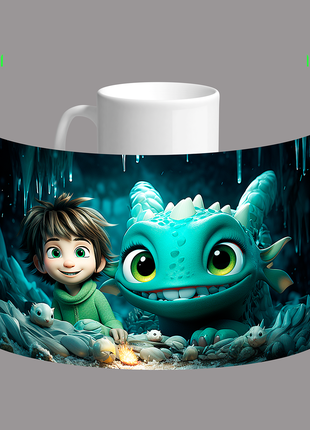 Кухоль,чашка Новий рік,Дід мороз, зелений дракон символ 2024 р