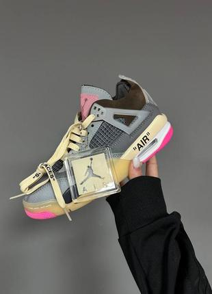 Nike air jordan 4 retro x off white «&nbsp;grey / pink&nbsp;» ...