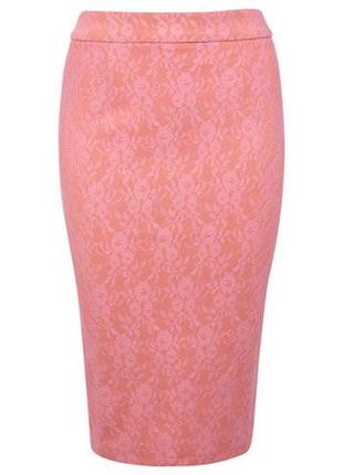Красивая гипюровая юбка-карандаш миди "miss selfridge". размер...