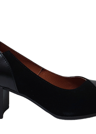 Женские туфли-лодочки комбинированные на каблуке
