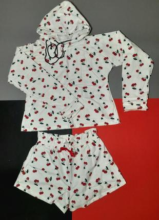 Женская зимняя пижама кофта и шорты байка