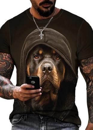 Мужская футболка с 3d-принтом собаки ротвеллер/модная трендова...