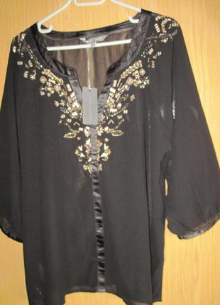 Нова блузка з вишивкою бісеру "laura ashley" р. 50
