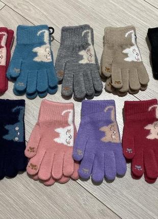 Детские перчатки перчатки варежки для девочки 3-5 лет с начесо...