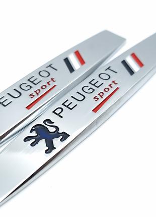 Эмблема Peugeot на крылья (метал, хром, глянец)