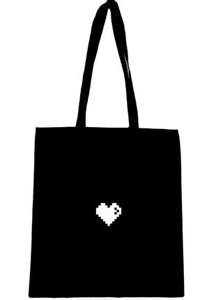 Еко сумка шопер шоппер з принтом " пиксельное сердце "