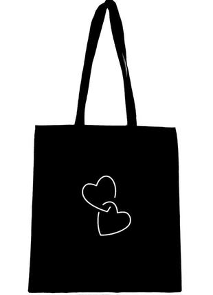 Еко сумка шопер шоппер з принтом " серця, сердечка "