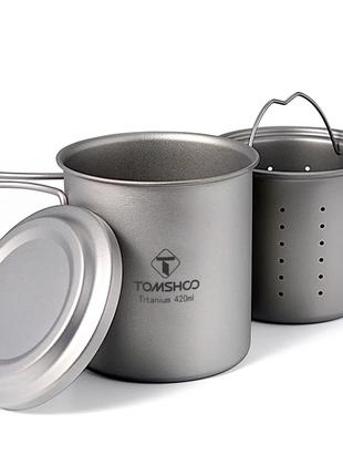 Чашка с фильтром для чая 420мл из титана Tomshoo
