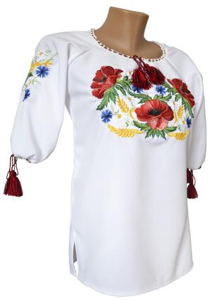 Женская рубашка-вышиванка с вышивкой цветами в украинском стил...