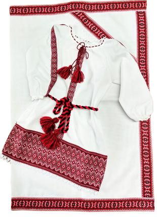 Вышитое платье на крещение с тканой нашивкой Код/Артикул 64 08013