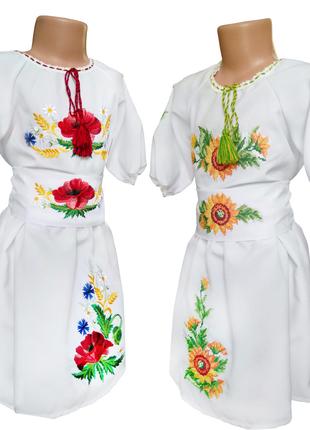Сукня вишиванка для дівчинки із квітковим орнаментом на білій ...
