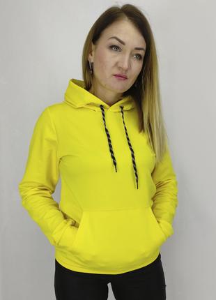 Женская спортивная кофта весна лето с капюшоном в жолтом цвете...