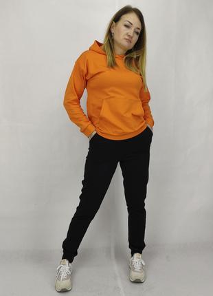 Женская спортивная кофта весна лето с капюшоном в оранжевом цв...