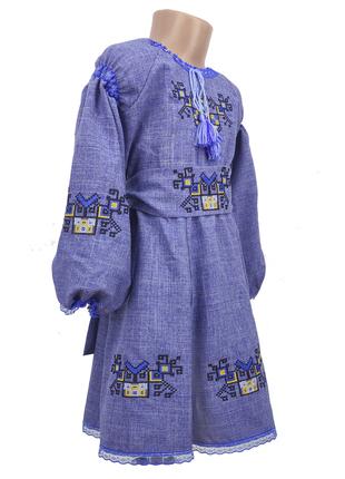 Пышное платье с поясом для девочки в цвете джинс Дерево жизни ...