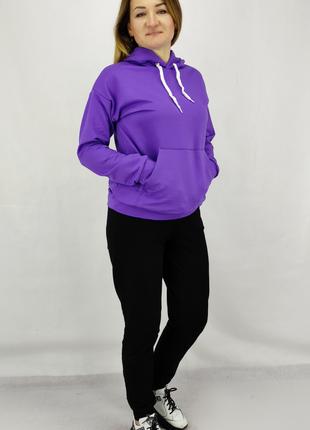 Женская спортивная кофта весна лето с капюшоном в фиолетовом ц...