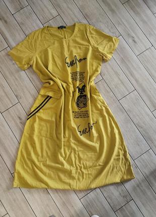 Платье желтого цвета, в идеальном состоянии, 58 размер