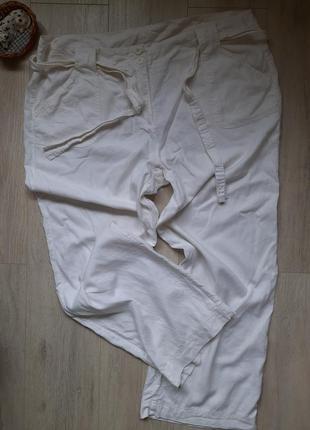 Новые брюки женоси белые marks&amp;spencer большой размер лен ...
