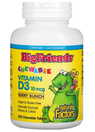 Natural Factors Big Friends жувальний вітамін D3 ягідний 250таб.