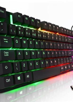 Игровая клавиатура, компьютерная проводная с RGB подсветкой Ke...