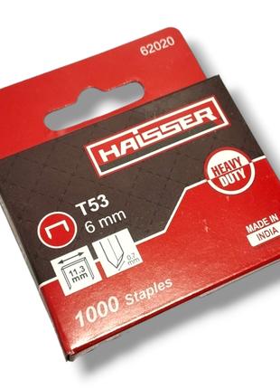 Скобы для степлера строительного Т53 1000шт 6х11.3х07мм HAISSER