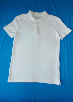 Біла футболка поло на 11-12 років