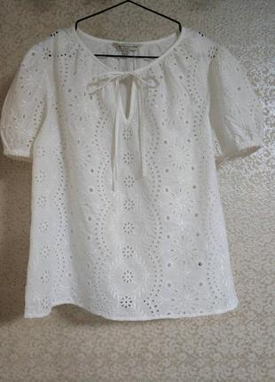 Натуральна біла блуза блузка прошва рішельє вишивка вишиванка ...