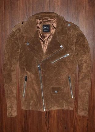Zara biker jacket мужская кожаная замшевая куртка косуха зара