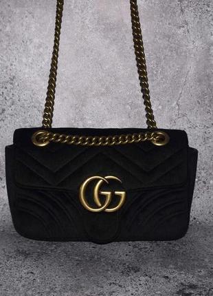 Gucci gg marmont velvet mini (женская сумка гучи мармонт вельв...