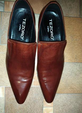 Классические мужские кожаные туфли лоферы - tezoro man - 43 ит...