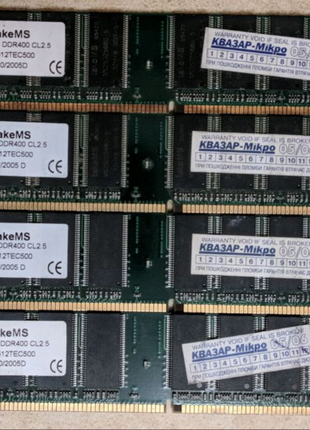 12 одинаковых планок памяти TakeMS DDR400 DIMM 512Mb одним лотом.