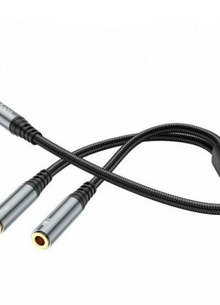 Аудио кабель Hoco UPA21 переходник AUX (раздвоитель) с 3.5 мм....