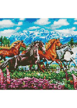 Алмазная мозаика "Табун лошадей" EJ1365, 40х30 см