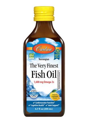 Жирні кислоти Carlson Labs The Very Finest Fish Oil, 200 мл Лимон