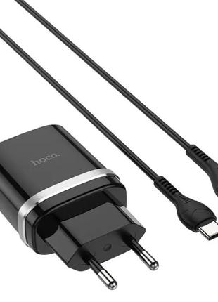 Зарядное устройство для телефона + кабель USB Type-C HOCO C12Q...