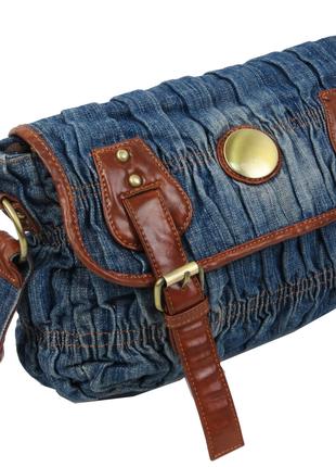 Женская сумка через плечо Fashion jeans bag синяя