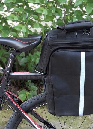 Велосипедная сумка на багажник с дождевиком Korbi 30L черная
