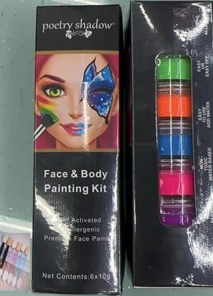 Палітра Фарбок для Аквагриму 6 кольорів Face Body Painting Kit