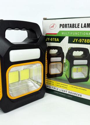 Портативний ліхтар лампа JY-978B акумуляторний із сонячною панелю