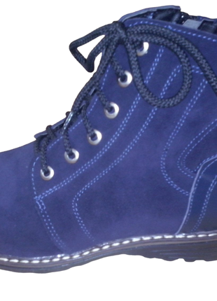 Ботинки женские замшевые синего цвета