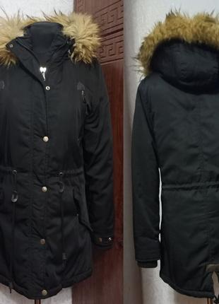 Жіноча куртка-"аляска" (парка), розмір 42-44 (М), чорна, б.у.