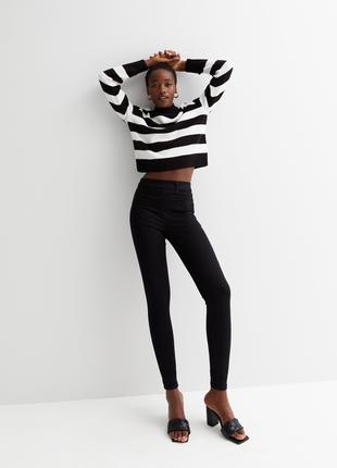 Чорні облягаючі джинси скінні брюки з високою талією від New Look