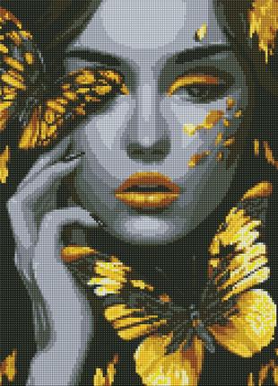 Алмазная мозаика Девушка с золотыми бабочками Идейка 40 х 50 A...