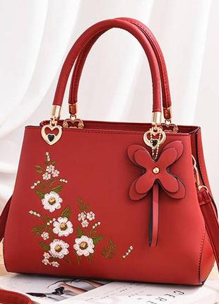 Модная женская сумка с вышивкой цветами, сумочка на плечо выши...