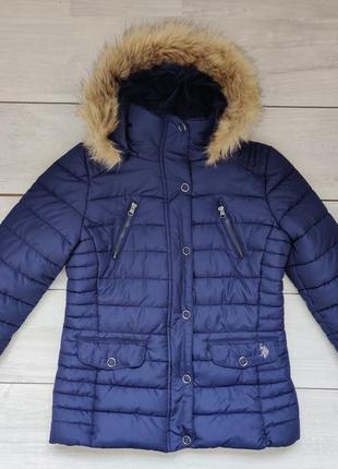 Зимова куртка пуховик жіноча синя  синтепух ralph lauren s р