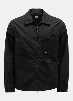 Cp company black metropolis patch logo nylon overshirt легка к...